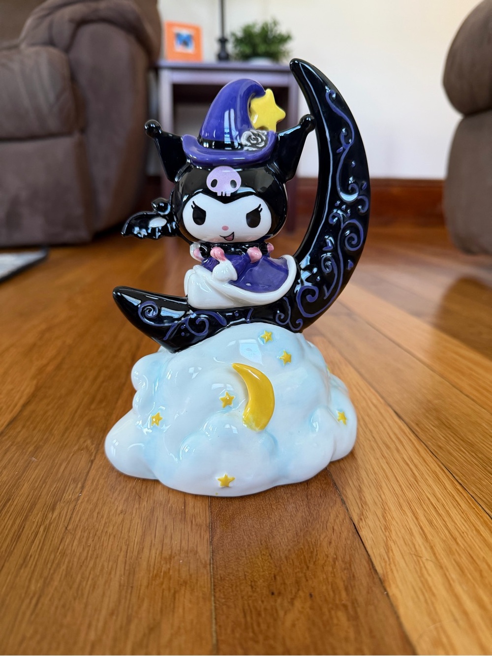 Kuromi Halloween Witch Crescent Moon Figurine Blue Sky Clayworks Sanrio